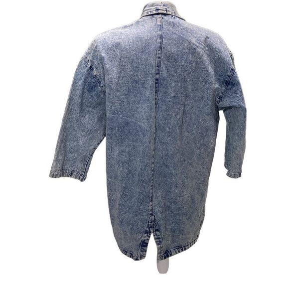 Vintage 80s Learsi Int Oversized Womens Midi Blue Jean Coat Acid Wash Sz Small - Picture 3 of 8